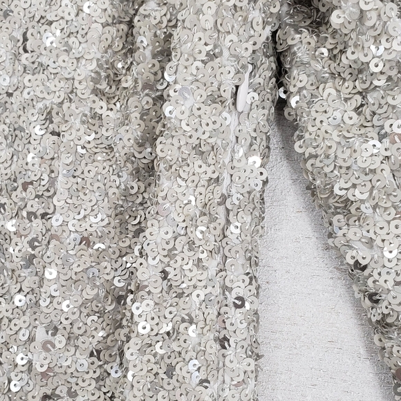 Free People Women US 6 champagne all over sequin dress Party Girl mini side zip - Picture 6 of 15